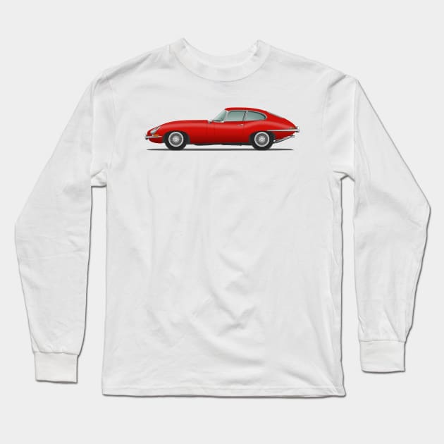 E Type Series 1 Coupe Carmen Red Long Sleeve T-Shirt by SteveHClark